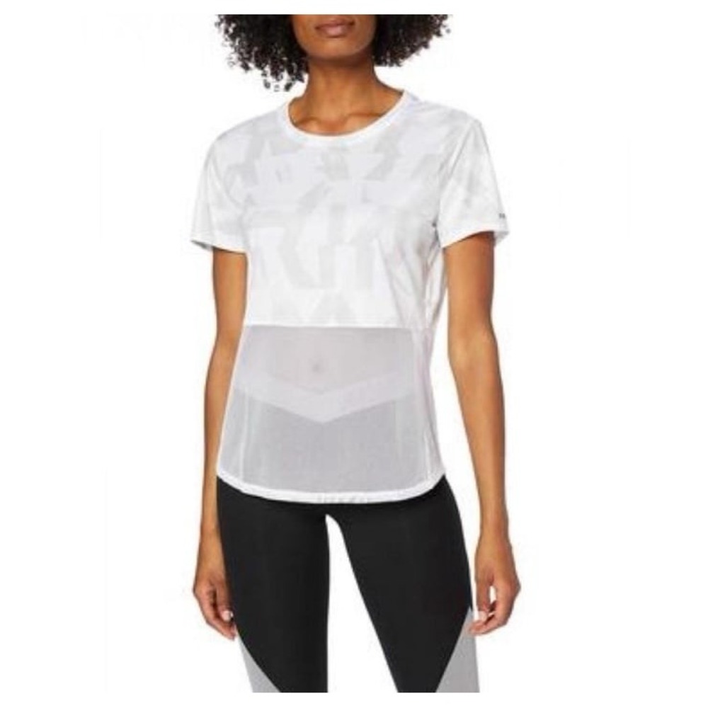 Adidas Women's Running Shirt Size Medium White Gray Net Climacool Moisture Wick